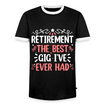 Grand-mère retraitée Pension de retraite Grand-mère Reti - T-shirt contrasté Homme - noir/blanc - Devant - AI Model Female 172 light (172cm) & AI Model Male 178 light (178cm)