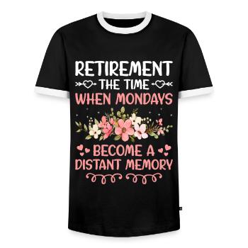 Grand-mère retraitée Pension de retraite Grand-mère Reti - T-shirt contrasté Homme - noir/blanc - Devant - AI Model Female 172 light (172cm) & AI Model Male 178 light (178cm)