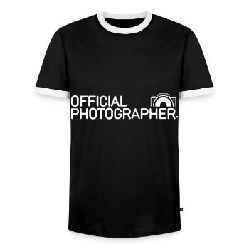 Photographe officiel Photographe Photographe Événementiel CadeauObjet - T-shirt contrasté Homme - noir/blanc - Devant - AI Model Female 172 light (172cm) & AI Model Male 178 light (178cm)