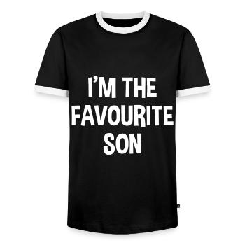 C’est drôle que je sois le fils préféré Enfants frères et sœurs - T-shirt contrasté Homme - noir/blanc - Devant - AI Model Female 172 light (172cm) & AI Model Male 178 light (178cm)