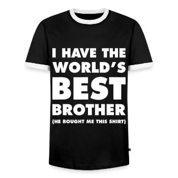 I Have The World's Best Brother - Men's Ringer Shirt - black/white - Front - AI Model Female 172 light (172cm) & AI Model Male 178 light (178cm)