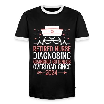 Pensionierte Oma Rentner Rente Krankenschwester Krankenpflege Re - Männer Kontrast-T-Shirt - Schwarz/Weiß - Vorne - AI Model Female 172 light (172cm) & AI Model Male 178 light (178cm)