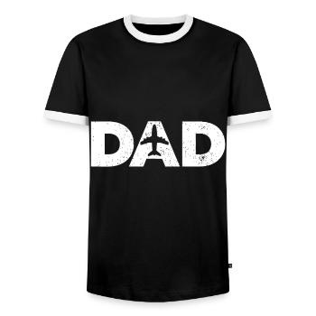 Pilot Dad Father's Day Gift for Airplane and Aviat - Men's Ringer Shirt - black/white - Front - AI Model Female 172 light (172cm) & AI Model Male 178 light (178cm)
