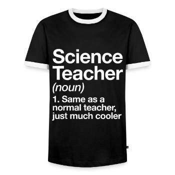 Naturwissenschaftslehrer Definition Lustig Zurück zur Schule Fi - Männer Kontrast-T-Shirt - Schwarz/Weiß - Vorne - AI Model Female 172 light (172cm) & AI Model Male 178 light (178cm)