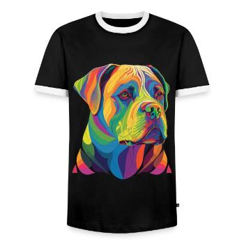 Bunte Amerikanische Bulldogge Männer Frauen - Männer Kontrast-T-Shirt - Schwarz/Weiß - Vorne - AI Model Female 172 light (172cm) & AI Model Male 178 light (178cm)