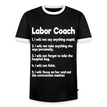 Labor Coach Expecting Dad Rules Papa Lustiges Baby - Männer Kontrast-T-Shirt - Schwarz/Weiß - Vorne - AI Model Female 172 light (172cm) & AI Model Male 178 light (178cm)