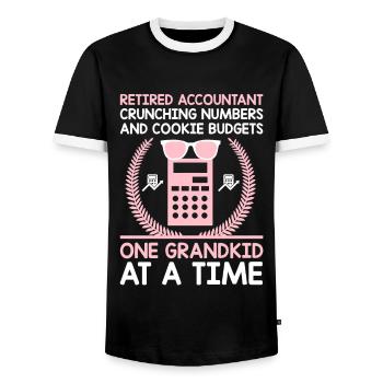 Pensionierte Oma Rentner Rentenbuchhalter Bank - Männer Kontrast-T-Shirt - Schwarz/Weiß - Vorne - AI Model Female 172 light (172cm) & AI Model Male 178 light (178cm)