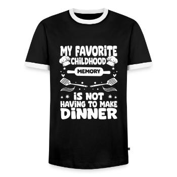 My Favorite Childhood Memory Is Not Having To Make - Men's Ringer Shirt - black/white - Front - AI Model Female 172 light (172cm) & AI Model Male 178 light (178cm)