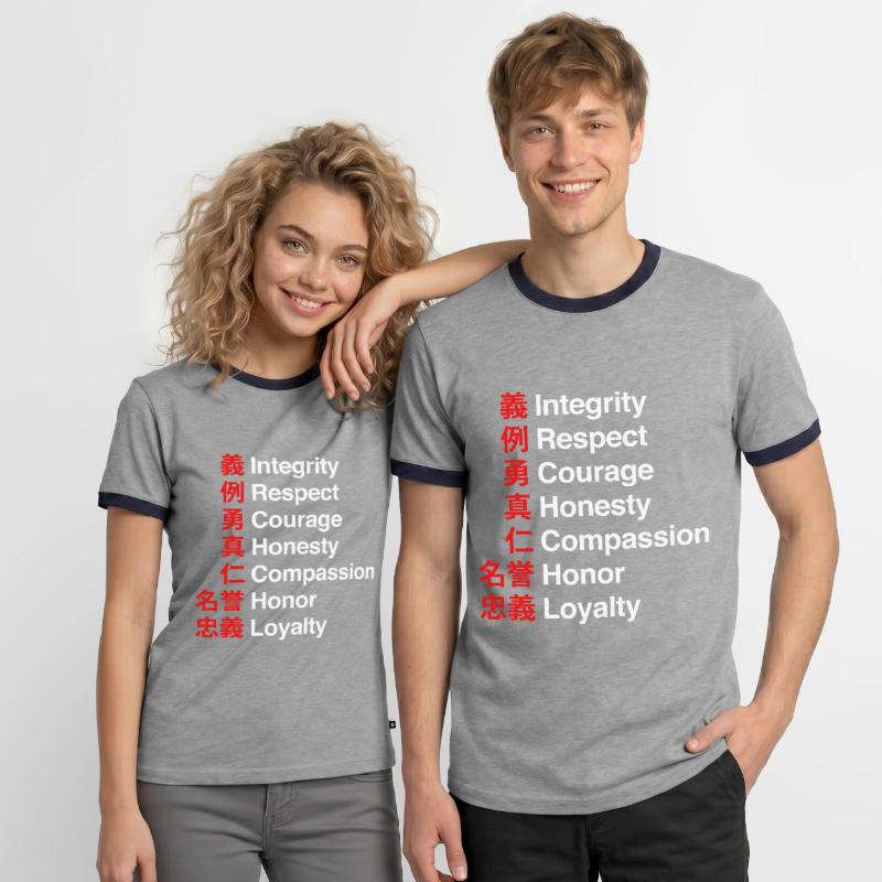 Bushido Code - Der Samurai-Wegcode Männer Kontrast-T-Shirt