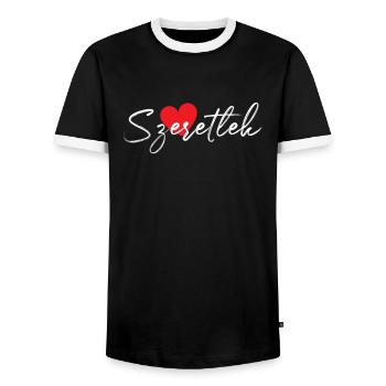 Szeretlek hungarian love - Männer Kontrast-T-Shirt - Schwarz/Weiß - Vorne - AI Model Female 172 light (172cm) & AI Model Male 178 light (178cm)