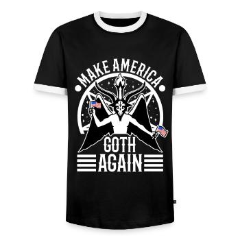 Make america goth again - Men's Ringer Shirt - black/white - Front - AI Model Female 172 light (172cm) & AI Model Male 178 light (178cm)