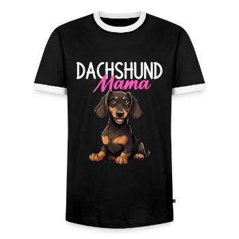 Dachshund dog, Weenie Dog - Männer Kontrast-T-Shirt - Schwarz/Weiß - Vorne - AI Model Female 172 light (172cm) & AI Model Male 178 light (178cm)