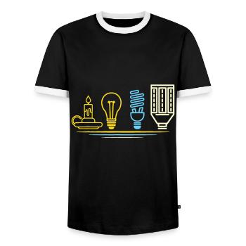 Lustiger Elektriker Ingenieur - Glühbirne - Männer Kontrast-T-Shirt - Schwarz/Weiß - Vorne - AI Model Female 172 light (172cm) & AI Model Male 178 light (178cm)
