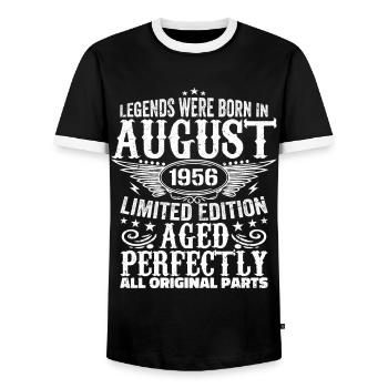 August 1956 Jubilee 1956 Legends August - Men's Ringer Shirt - black/white - Front - AI Model Female 172 light (172cm) & AI Model Male 178 light (178cm)