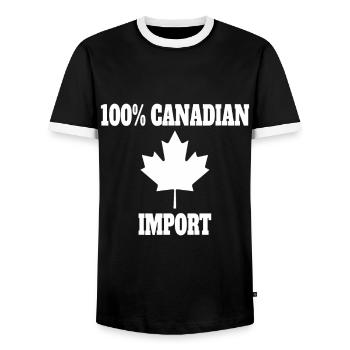 Canada Day Funny Maple Leaf Canadian Import Gift - Men's Ringer Shirt - black/white - Front - AI Model Female 172 light (172cm) & AI Model Male 178 light (178cm)