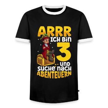 Ich bin 3 - Jungen Pirat - Männer Kontrast-T-Shirt - Schwarz/Weiß - Vorne - AI Model Female 172 light (172cm) & AI Model Male 178 light (178cm)