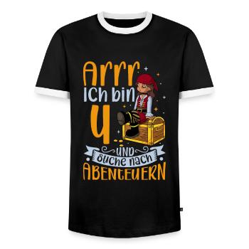 Ich bin 4 - Mädchen Pirat - Männer Kontrast-T-Shirt - Schwarz/Weiß - Vorne - AI Model Female 172 light (172cm) & AI Model Male 178 light (178cm)