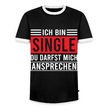 Lustiges Solo Single Frauen Bachelor Junggesellin - Männer Kontrast-T-Shirt - Schwarz/Weiß - Vorne - AI Model Female 172 light (172cm) & AI Model Male 178 light (178cm)