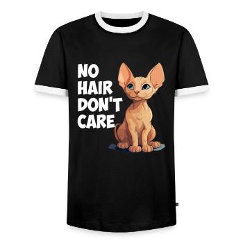 sphynx cat - Männer Kontrast-T-Shirt - Schwarz/Weiß - Vorne - AI Model Female 172 light (172cm) & AI Model Male 178 light (178cm)
