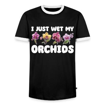 I Just Wet My Orchids Planzen Freund Orchideen - Männer Kontrast-T-Shirt - Schwarz/Weiß - Vorne - AI Model Female 172 light (172cm) & AI Model Male 178 light (178cm)