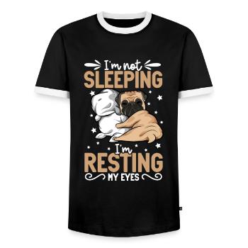 Ich schlafe nicht - Mops - Männer Kontrast-T-Shirt - Schwarz/Weiß - Vorne - AI Model Female 172 light (172cm) & AI Model Male 178 light (178cm)