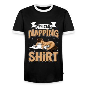 Offizielles Schlafshirt Pferd - Männer Kontrast-T-Shirt - Schwarz/Weiß - Vorne - AI Model Female 172 light (172cm) & AI Model Male 178 light (178cm)