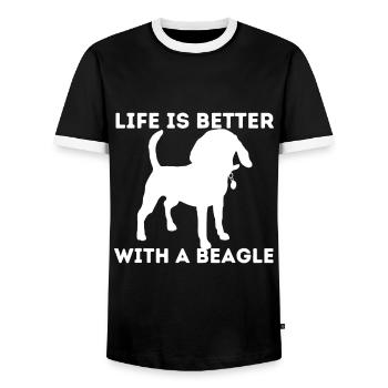Life Is Better With A Beagle - Beagle Dog Lover - Men's Ringer Shirt - black/white - Front - AI Model Female 172 light (172cm) & AI Model Male 178 light (178cm)