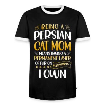 Perserkatze Katzenliebhaber Katzenbesitzer Perserlanghaar C - Männer Kontrast-T-Shirt - Schwarz/Weiß - Vorne - AI Model Female 172 light (172cm) & AI Model Male 178 light (178cm)