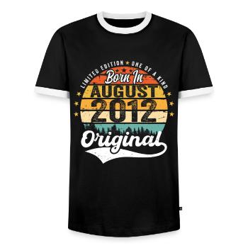 Août 2012 Idées cadeaux d’anniversaire 2012 Août - T-shirt contrasté Homme - noir/blanc - Devant - AI Model Female 172 light (172cm) & AI Model Male 178 light (178cm)