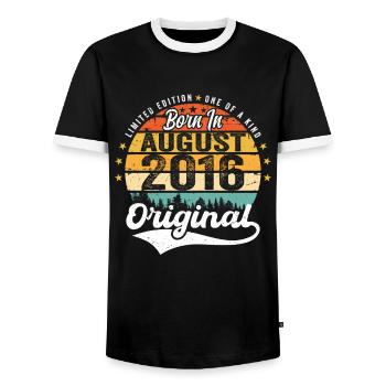 August 2016 Birthday Gift Ideas 2016 August - Men's Ringer Shirt - black/white - Front - AI Model Female 172 light (172cm) & AI Model Male 178 light (178cm)