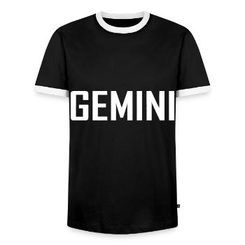 Traits du zodiaque des Gémeaux Horoscope Astrologie Signe Cadeau - T-shirt contrasté Homme - noir/blanc - Devant - AI Model Female 172 light (172cm) & AI Model Male 178 light (178cm)