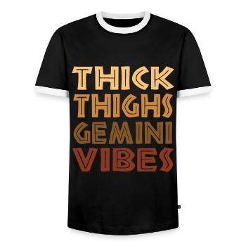 Dicke Oberschenkel Gemini Vibes Melanin - Männer Kontrast-T-Shirt - Schwarz/Weiß - Vorne - AI Model Female 172 light (172cm) & AI Model Male 178 light (178cm)