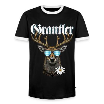 Grantler Bayern Grantln Tracht Bayern Grantln - Männer Kontrast-T-Shirt - Schwarz/Weiß - Vorne - AI Model Female 172 light (172cm) & AI Model Male 178 light (178cm)