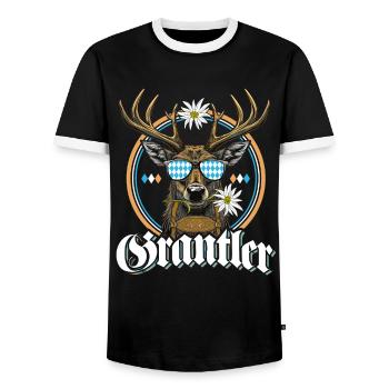 Grantler Bayern Grantln Tracht Bayern Grantln - Männer Kontrast-T-Shirt - Schwarz/Weiß - Vorne - AI Model Female 172 light (172cm) & AI Model Male 178 light (178cm)