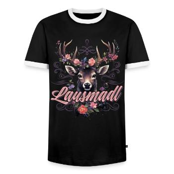 Lausmadl Mädchen Damen Trachtenshirt Kind Madl - Männer Kontrast-T-Shirt - Schwarz/Weiß - Vorne - AI Model Female 172 light (172cm) & AI Model Male 178 light (178cm)