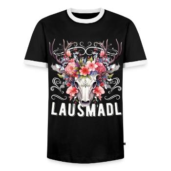 Lausmadl Mädchen Damen Trachtenshirt Kind Madl - Männer Kontrast-T-Shirt - Schwarz/Weiß - Vorne - AI Model Female 172 light (172cm) & AI Model Male 178 light (178cm)