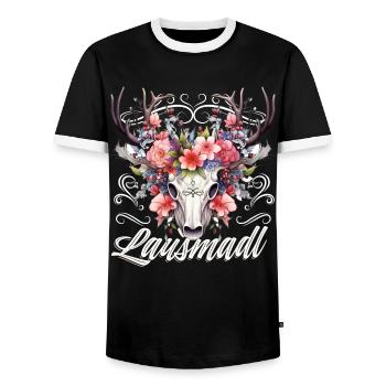 Lausmadl Mädchen Damen Trachtenshirt Kind Madl - Männer Kontrast-T-Shirt - Schwarz/Weiß - Vorne - AI Model Female 172 light (172cm) & AI Model Male 178 light (178cm)