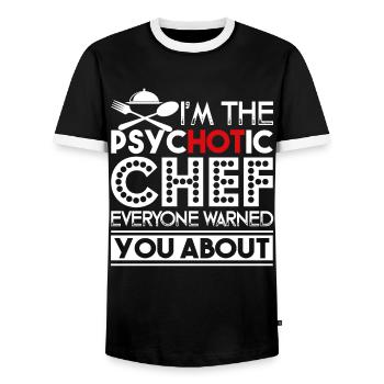 Chef I'm The Psychotic Chef - Men's Ringer Shirt - black/white - Front - AI Model Female 172 light (172cm) & AI Model Male 178 light (178cm)