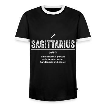 Sagittarius Definition Apparel Men Women - Men's Ringer Shirt - black/white - Front - AI Model Female 172 light (172cm) & AI Model Male 178 light (178cm)