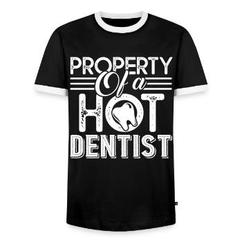 Dentist Property Of A Hot Dentist - Men's Ringer Shirt - black/white - Front - AI Model Female 172 light (172cm) & AI Model Male 178 light (178cm)