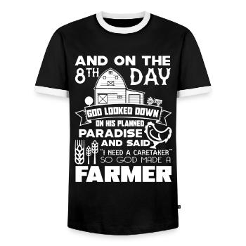 Farmer God Made A Farmer - Men's Ringer Shirt - black/white - Front - AI Model Female 172 light (172cm) & AI Model Male 178 light (178cm)