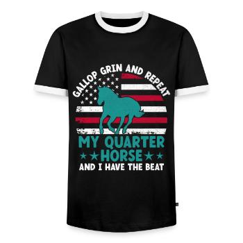 American Quarter Horse Equestrian Horse Lover Hors - T-shirt contrasté Homme - noir/blanc - Devant - AI Model Female 172 light (172cm) & AI Model Male 178 light (178cm)