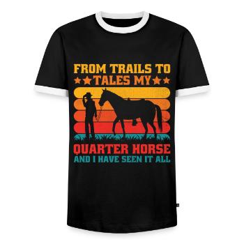 Quarter Horse Américain Équitation Horse Lover Hors - T-shirt contrasté Homme - noir/blanc - Devant - AI Model Female 172 light (172cm) & AI Model Male 178 light (178cm)