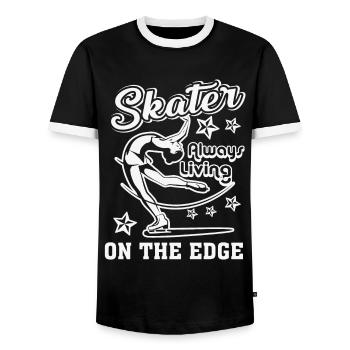 Figure Skating Figure Skater Living on the Edge - Men's Ringer Shirt - black/white - Front - AI Model Female 172 light (172cm) & AI Model Male 178 light (178cm)