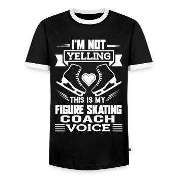 Figure Skating Figure Skating Coach Voice - Men's Ringer Shirt - black/white - Front - AI Model Female 172 light (172cm) & AI Model Male 178 light (178cm)