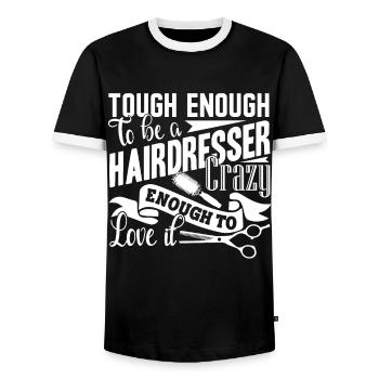 Hairdresser Tough Enough To Be A Hairdresser - Men's Ringer Shirt - black/white - Front - AI Model Female 172 light (172cm) & AI Model Male 178 light (178cm)