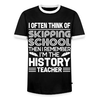 History Teacher I'm The History Teacher - Men's Ringer Shirt - black/white - Front - AI Model Female 172 light (172cm) & AI Model Male 178 light (178cm)