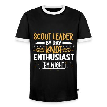 Knot Expert - Scout Supervisor - Men's Ringer Shirt - black/white - Front - AI Model Female 172 light (172cm) & AI Model Male 178 light (178cm)