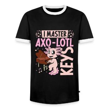Axolotl au piano - T-shirt contrasté Homme - noir/blanc - Devant - AI Model Female 172 light (172cm) & AI Model Male 178 light (178cm)