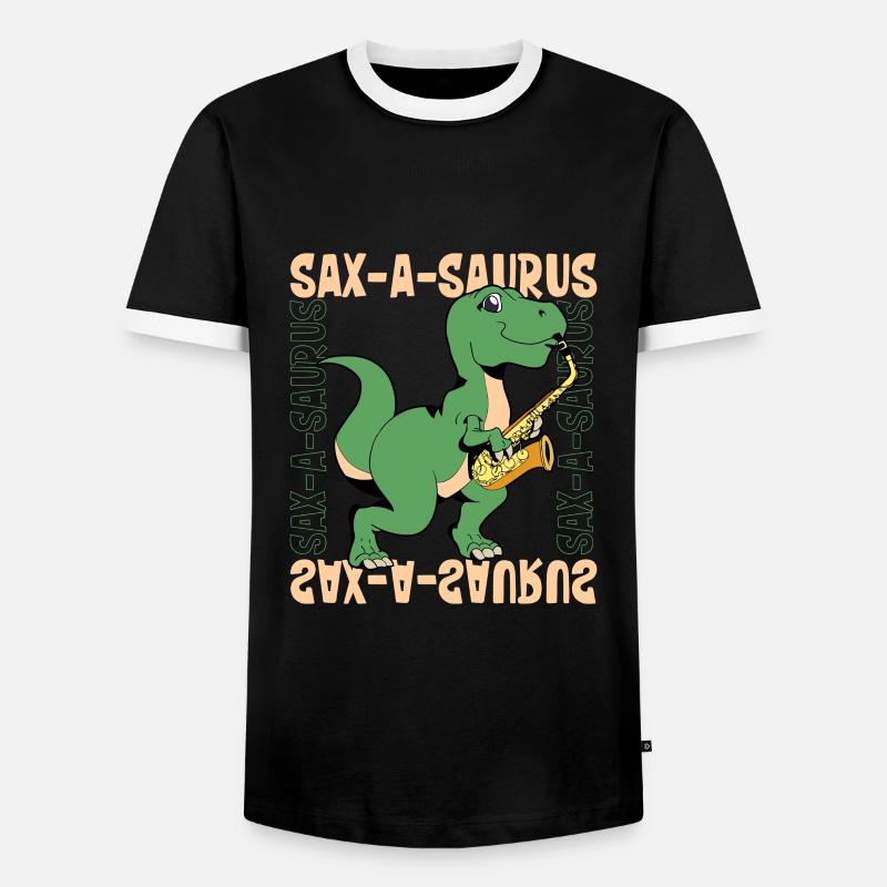 Sax-A-Saurus - TREX on saxophone - Men's Ringer Shirt - black/white